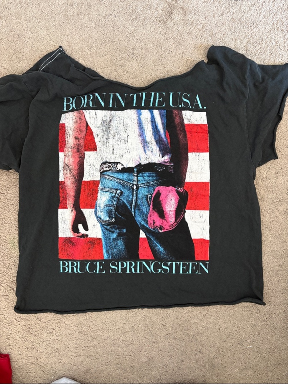 Bruce Springsteen "Born in the U.S.A." Graphic Tee - Black with Red & Blue Print